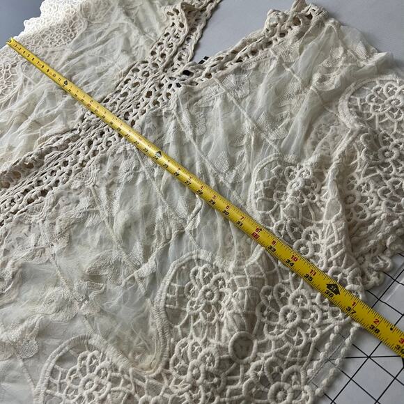 XCVI Lace Crochet Sheer Swim Cover Up Beach Women Size Large Cream Off White - Picture 5 of 12